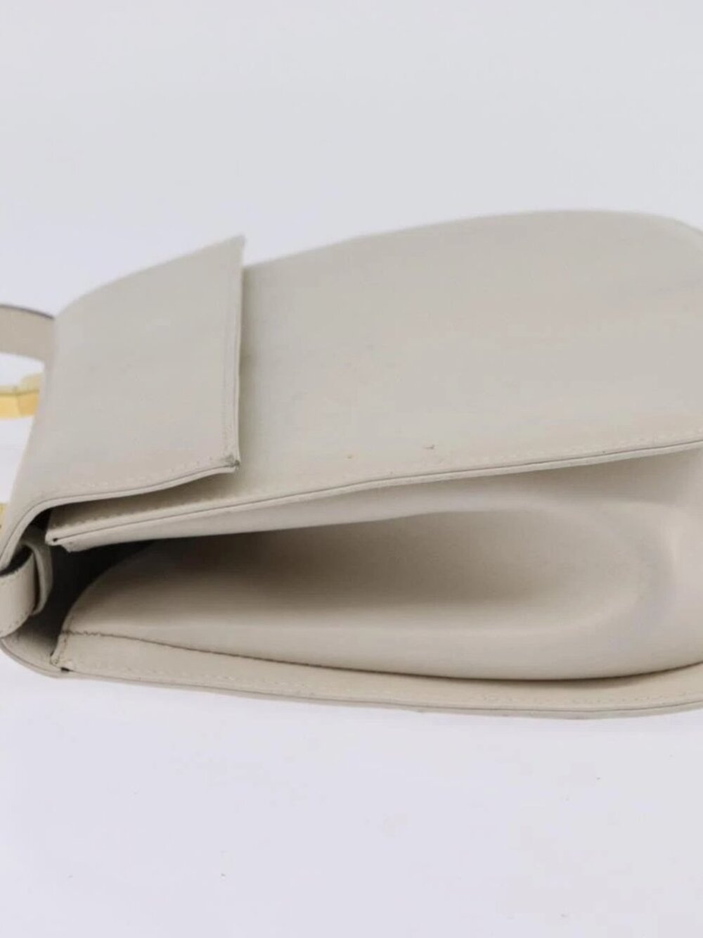 Salvatore Ferragamo Hand Bag Leather 2way White Gold Auth BA5896 - Picture 3 of 15